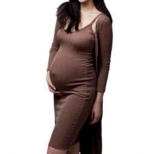 NEW LIV MATERNITY ribbed knit dress set in brown